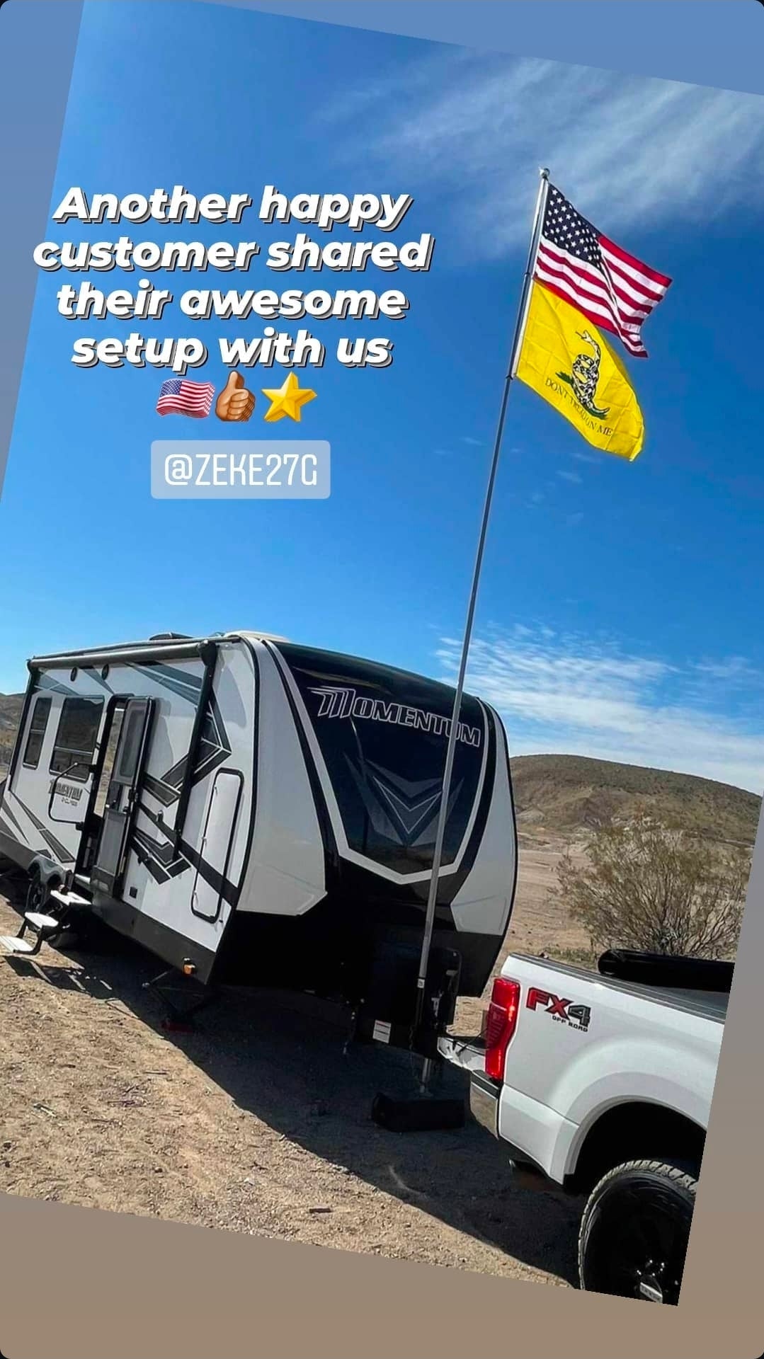 RV Telescopic Flagpole + 6" Frame Kit | Designed for Tow Trailers