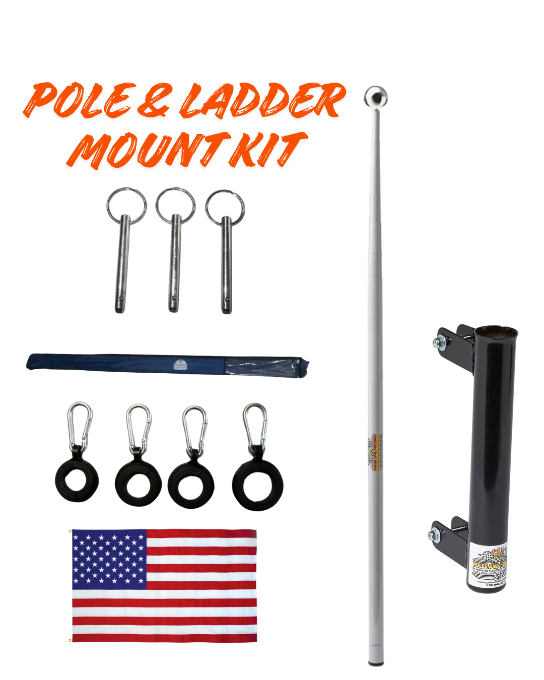 RV Telescopic Flagpole + Ladder Mount Kit