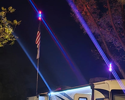 RV Telescopic Flagpole + Ladder Mount + 30" Poles & Holders Locator Kit