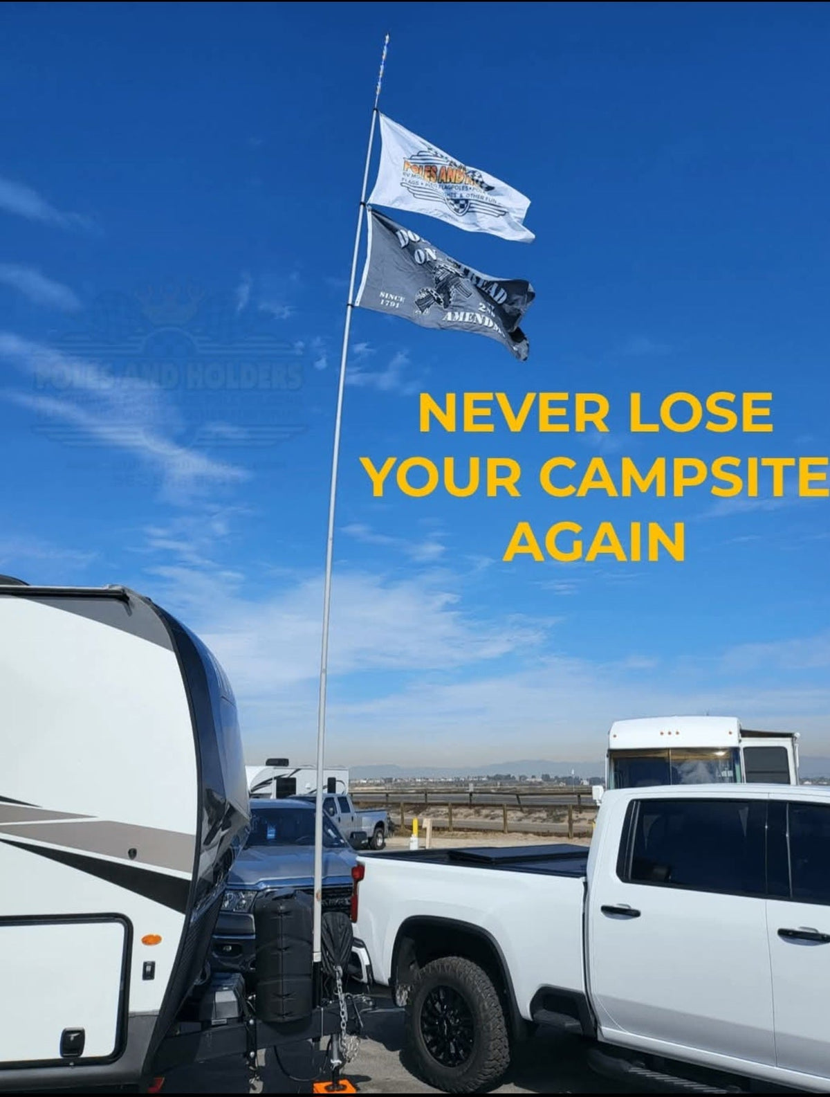 RV Telescopic Flagpole + 6" Frame Kit | Designed for Tow Trailers