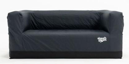 Chill Charcoal Slouch Couch inflatable camping loveseat at dune camp